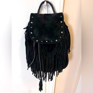 Maison Scotch Pioneer Suede Fringe Backpack